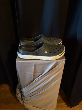 CROCS Black Slip-On Clog with White Trim